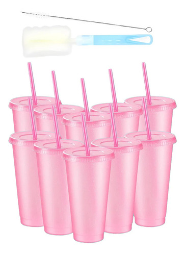 Vasos Reutilizables Con Tapa Y Popote Para Fiestas