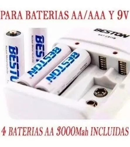 Cargador + 4 Pilas AA 2700 mAh Recargables Beston