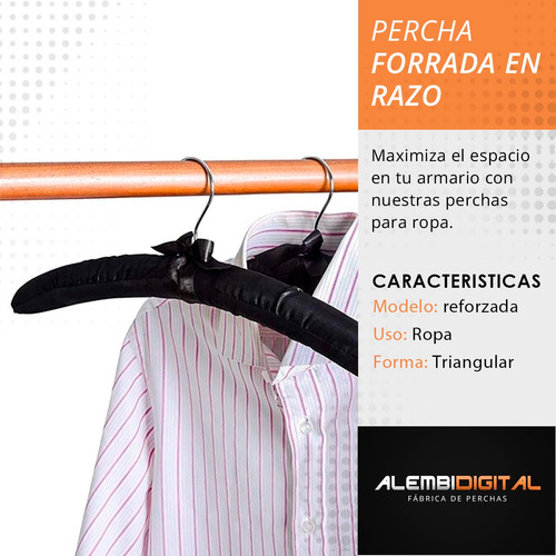 Pack X 10 Percha Madera Forrada Acolchada Tela De Raso