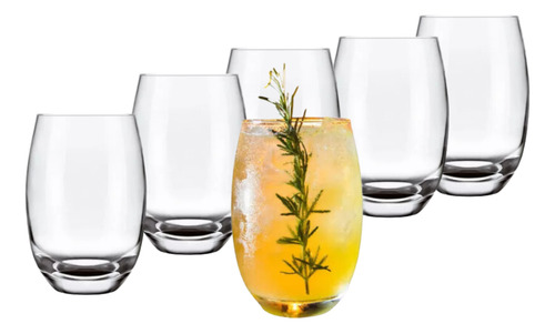 Jogo 6 Copos Aruba Vidro Suco Agua 465 Ml Nadir Transparente