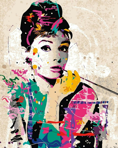 Vinilo Decorativo 60x90cm Audrey Hepburn Watercolor M1