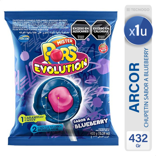 Chupetin Mister Pops Evolution Blueberry Bolsa- Mejor Precio