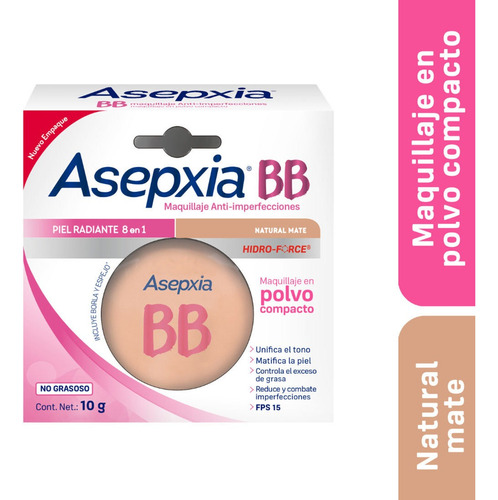 Maquillaje Polvo Asepxia Bb Fps 15 Natural 10g Genomma Lab