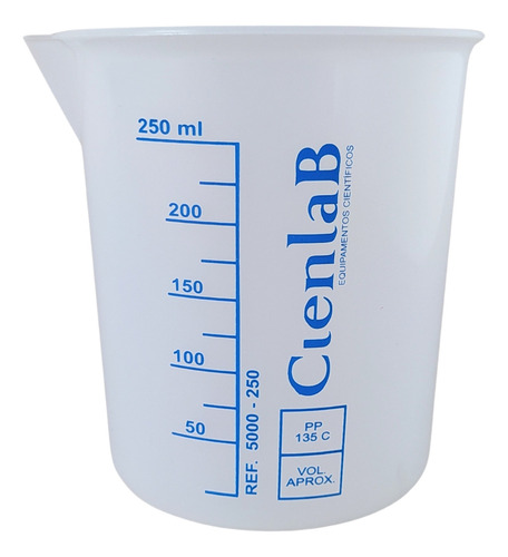 Béquer Becker 250ml Polipropileno Forma Baixa Graduado