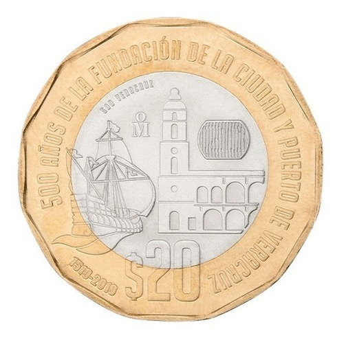 Moneda Conmemorativa De 500 Años Del Puerto De Veracruz 