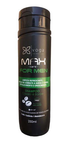 Shampoo Cabelo E Barba Max Care For Men Voga 250 Ml