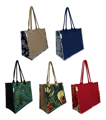 10 Bolsas Praia Ecobag Juta Rafia Mistas