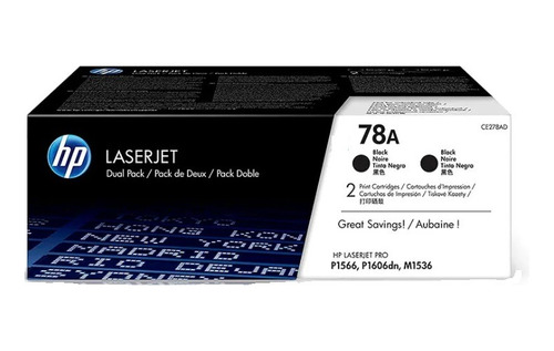 Toner Hp 78ad(ce278ad) Dual Pack X 2 / P1606dn-negro