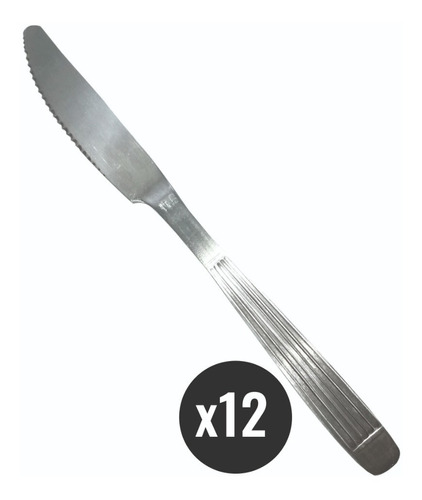 Cubierto Rayado X 12 Cuchillo De Mesa Acero Inoxidable