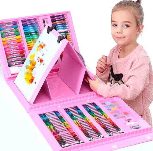 Set Arte Niños Marcadores Crayolas Colores Acuarelas 208 P