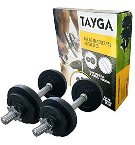 Tayga Set/par De Mancuernas Ajustables Con 50 Lbs De Peso.