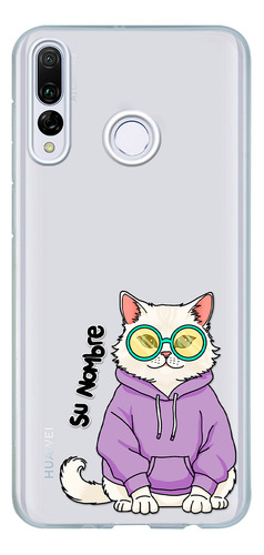 Funda Para Huawei Mujer Gatito Khao Manee Cool Con Tu Nombre