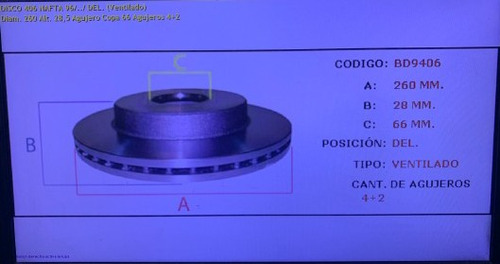 Discos Freno Peugeot 406 Nafta 96/ Del (ventilado) Jgo. X2 U