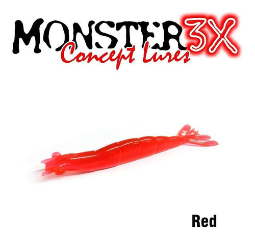 Isca Artificial Soft Monster 3x X-solid (8 Cm) - 5 Unidades Cor Cor - Red
