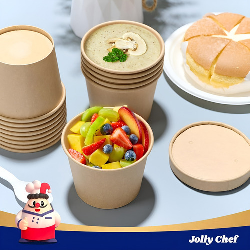 X50 Potes Contenedor De Alimentos Pote Kraft C/tapa 12oz Bowl Sopa Pote Kraft 350ml Ensaladera Bowl Ensalada Potes Para Colaciones Bowl Kraft Potes Bowls Contenedor De Alimentos Envases Pasteleriuscl