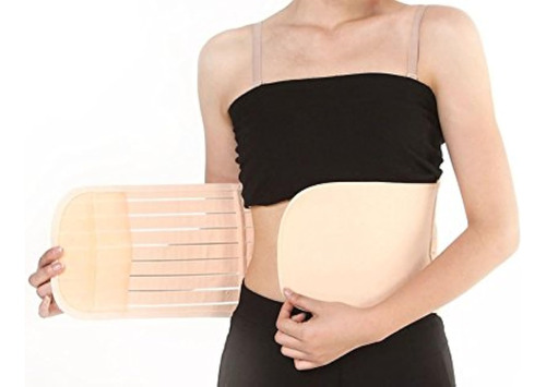 Faja Abdominal Elástica Ajustable Estilo A Rayas Beige,