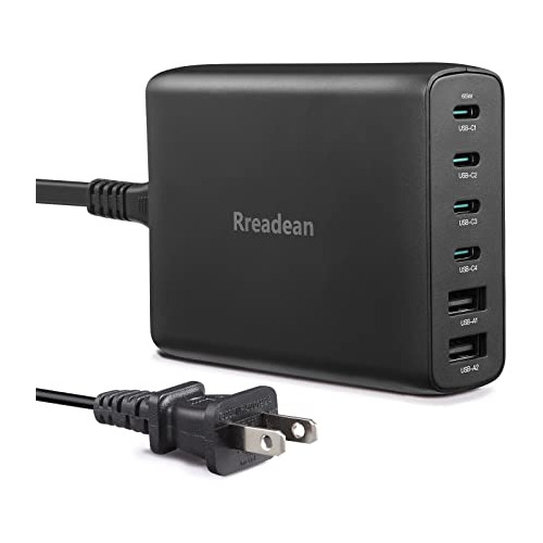 Usb C Cargador, Rreadean 120w 6port Usb C Estación De Rdwtp