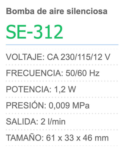 Bomba De Aire Silenciosa Jad Se-312