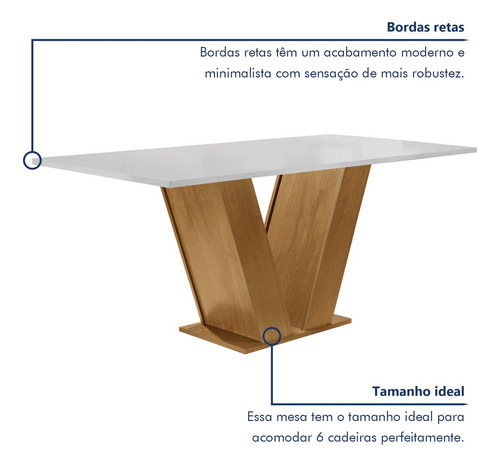 Conjunto Sala De Jantar Mesa Tampo Mdf 6 Cadeiras Espanha