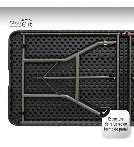 Imagen 6 de 8 de Mesa Plegable Tipo Madera 1.80m Plastico Resistente Exterior