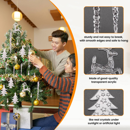 [ Adornos Colgantes De Acrílico Transparente Navideño N6