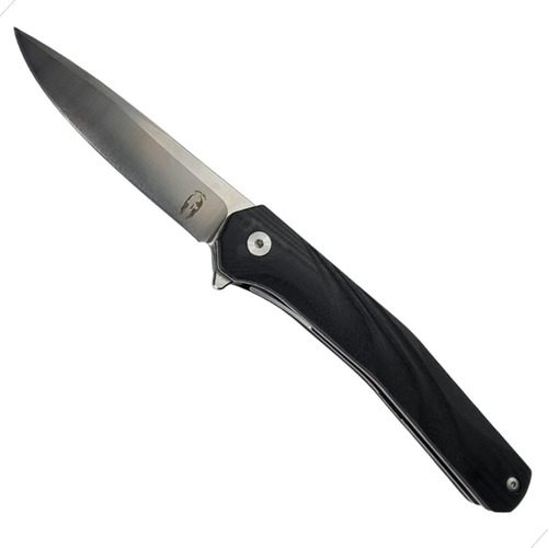 Canivete Cabo Preto - Lâmina Estilo Drop Point Aço D2 Cor Prata