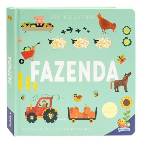 Livro Infantil Sensorial Educativo Montessori Espie Dentro Fazenda