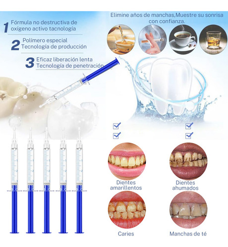 Kit De Blanquear Dientes Lampara Led Gel Dental 7 En 1