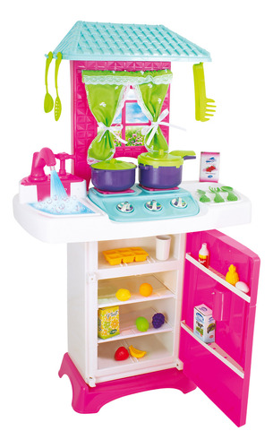 Cozinha Infantil Menina Completa Fogão Grande 74cm Geladeira Lua de Cristal