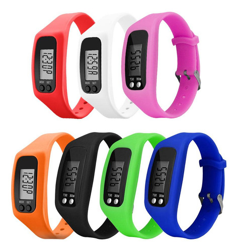 Podómetro Electrónico De Silicona Para Reloj De Pulsera Lcd