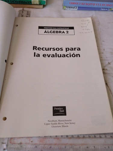 Recursos Para La Evaluación Álgebra 2 Prentice-hall (Usado)
