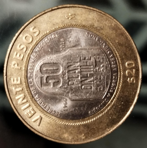 México 2016 20 Pesos Moneda 50 Años Plan Dn-iii Fuerza Aérea