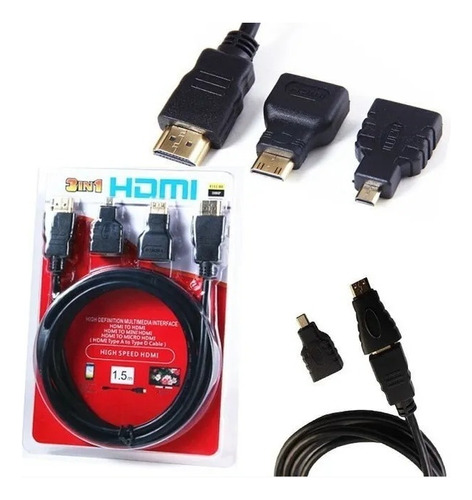 Cable Hdmi Mas Adaptador Mini Hdmi Y Adaptador Micro Hdmi