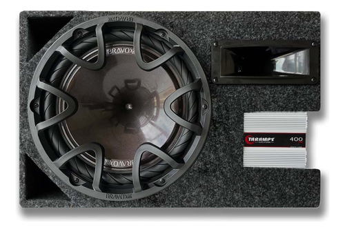 Caixa Amplificada 370w Subwoofer 12 Bravox + Módulo Taramps