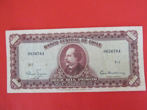 Billete Chile 10.000 Pesos Firmado Figueroa-mackenna 1958 