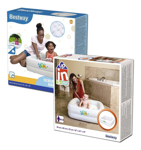 Imagen 4 de 5 de Pileta inflable cuadrada Bestway Up, In & Over 51116 de 86cm x 86cm x 25cm blanca