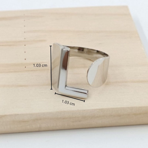 Anillo De Inicial Vie Or En Acero Inoxidable L Plateado Ajustable