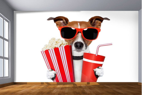 Papel De Parede Cão Cinema Pipoca Refri 3d M² Anm181