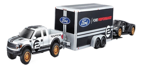 Ford Raptor F150 Remolque 3 En 1 Miniatura Metal Coche 1/64