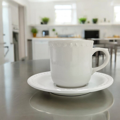 Taza Y Plato P Taza Emboss Mauve Blanca 4 Personas 8 Color Blanco
