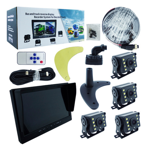 Kit 4 Cámaras + Pantalla De 10 Dvr Camión Bus 12/24v +cables