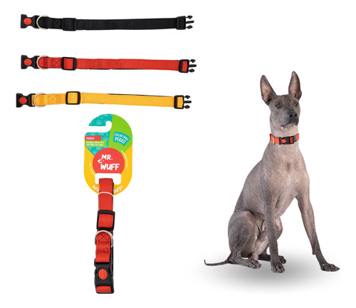 Collar Para Perros Gatos Mascotas Ajustable Mr Wuff Color Rojo Broche Tamaño del collar L
