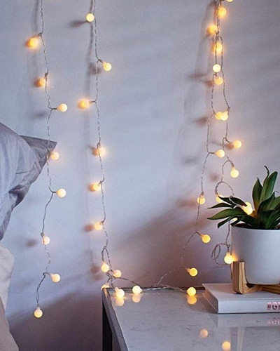 Imagem 3 de 5 de Cordao Pisca Led 40 Bolinhas Branco Quente