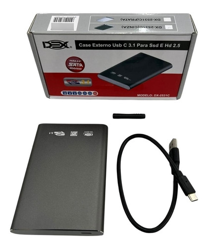 Case Para Hd Ssd Note Pc Externo Usb C 3.1 Sata 2.5 6 Gbps