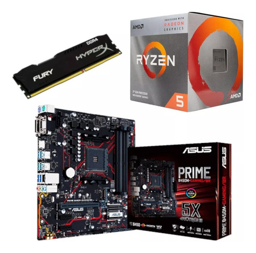 Kit Amd Ryzen R5 3400g Asus B450m Gaming Fury 2x 8gb 2666mhz