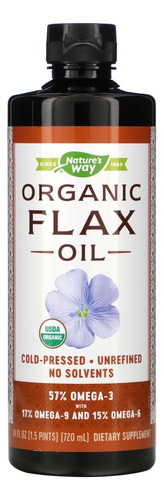 Natures Way Organic Flax Oil Aceite De Lino Orgánico 480ml Sabor Neutro