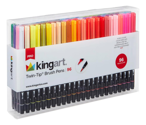 Kingart Pro Rotuladores Doble Punta, Juego 96 Colores Únicos