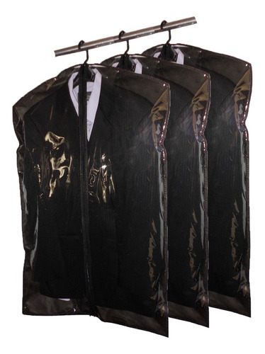 1 Porta Terno/camisa Preto Reforçado C/ Zíper 60x100cm