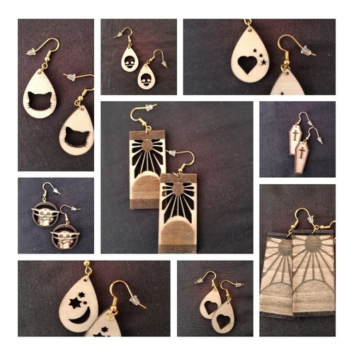 Aretes Estilo Madera - Personalizados (3 Piezas)