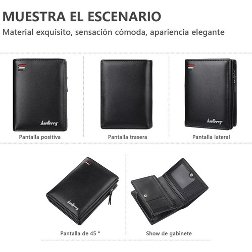 Cartera Baellerry De Cuero Con Monedero Cierre Para Hombre